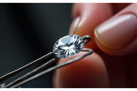 Nahaufnahme der Hand eines Juweliers beim Prüfen eines geschliffenen Diamanten